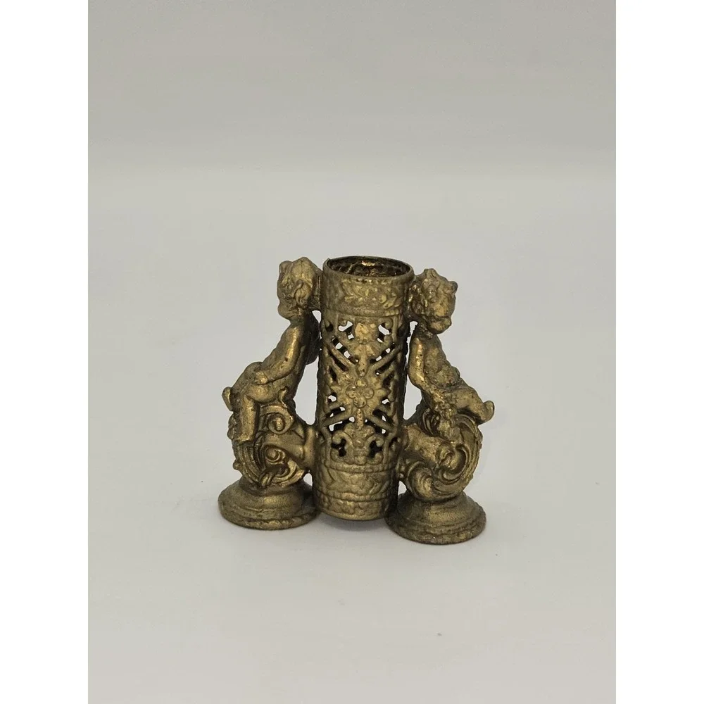 Hollywood Regency‎ Vintage Brass Cherub Lipstick Holder #350